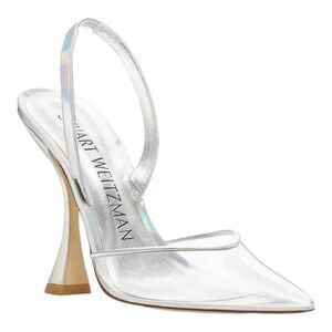 STUART Weitzman Xcurve 100 Metallic Leather Slingback Pumps Size 10 1/2 NIB